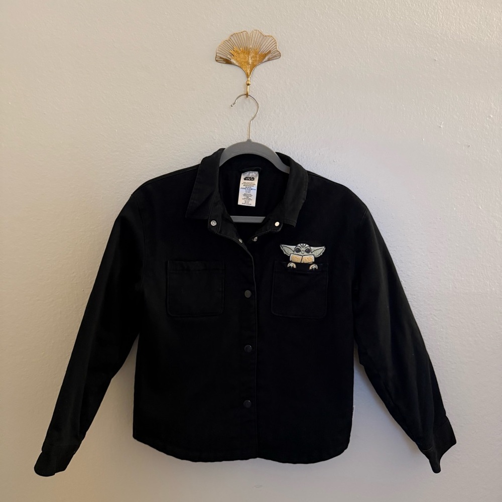 Disneyland Kids Black Jacket with Embroidered Grogu Detail
